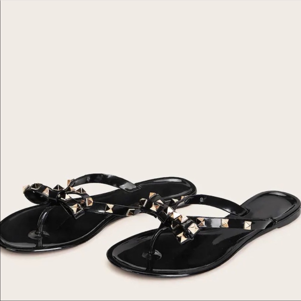 Black Jelly Open Toe Slip On Sandal - Picture 3 of 5